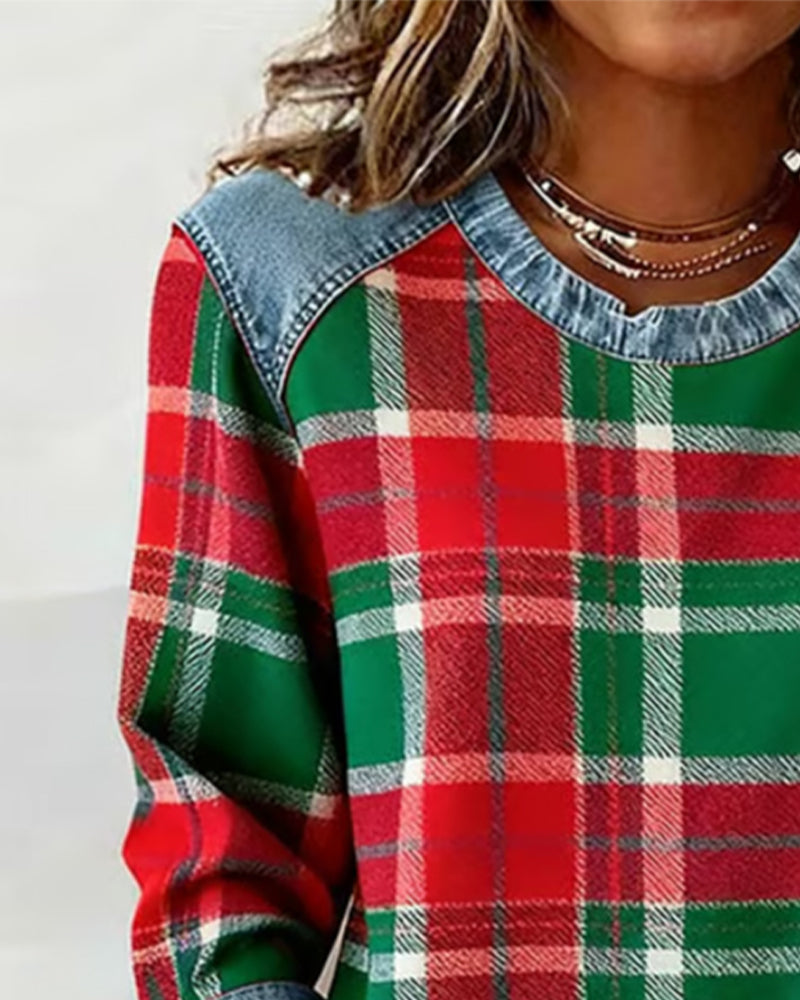 Avery | Plaid Denim Sweater
