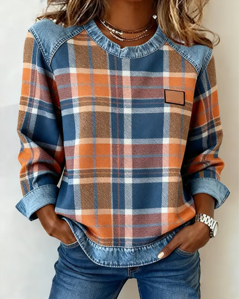 Avery | Plaid Denim Sweater
