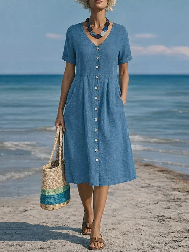 Barbara | Elegant Button Midi Dress