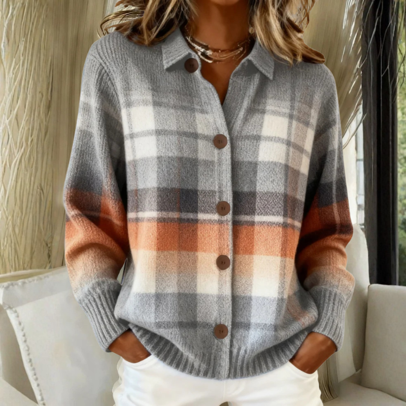 Marissa | Plaid Knit Cardigan