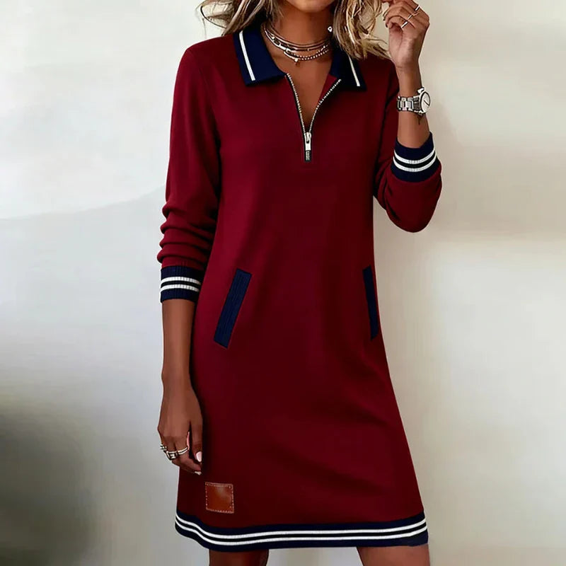 Astra | Sweater Dress with Zip Collar