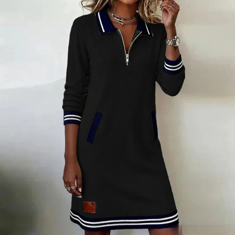 Astra | Sweater Dress with Zip Collar