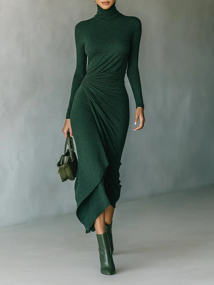 Gabriella | Sculpted Turtleneck Midi Dress