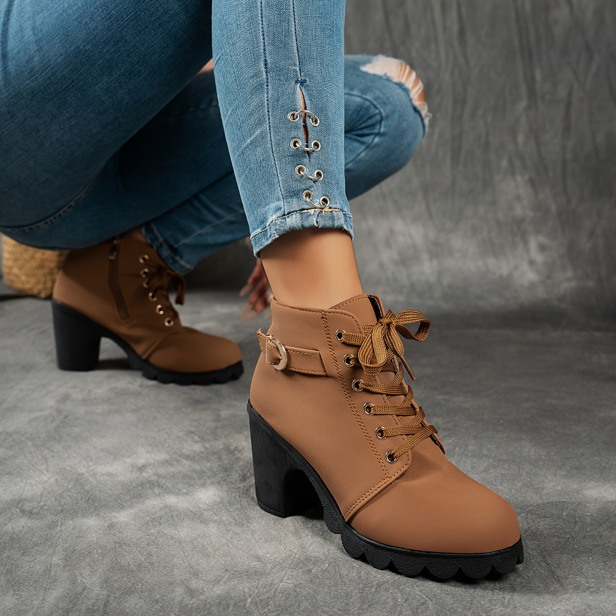Ember | Lace Up Buckle Ankle Boot