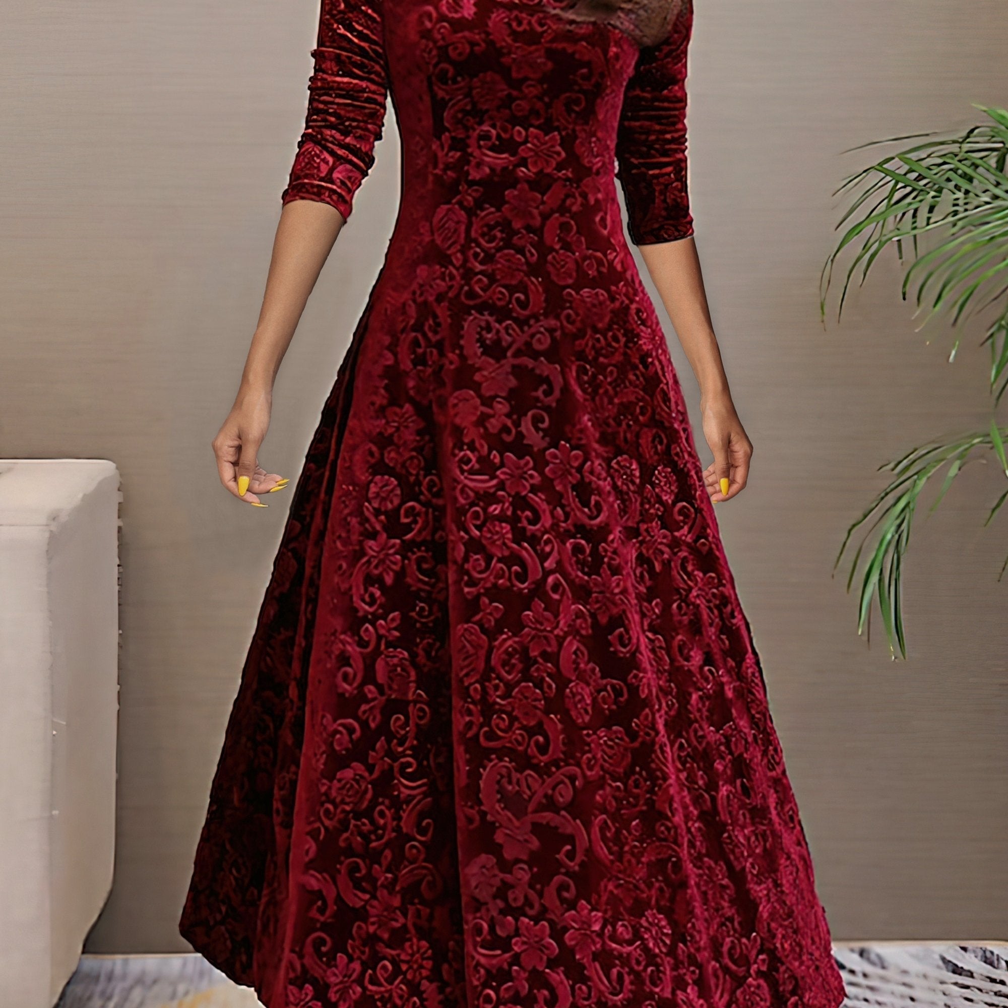 Melisande | Floral Velvet Dress