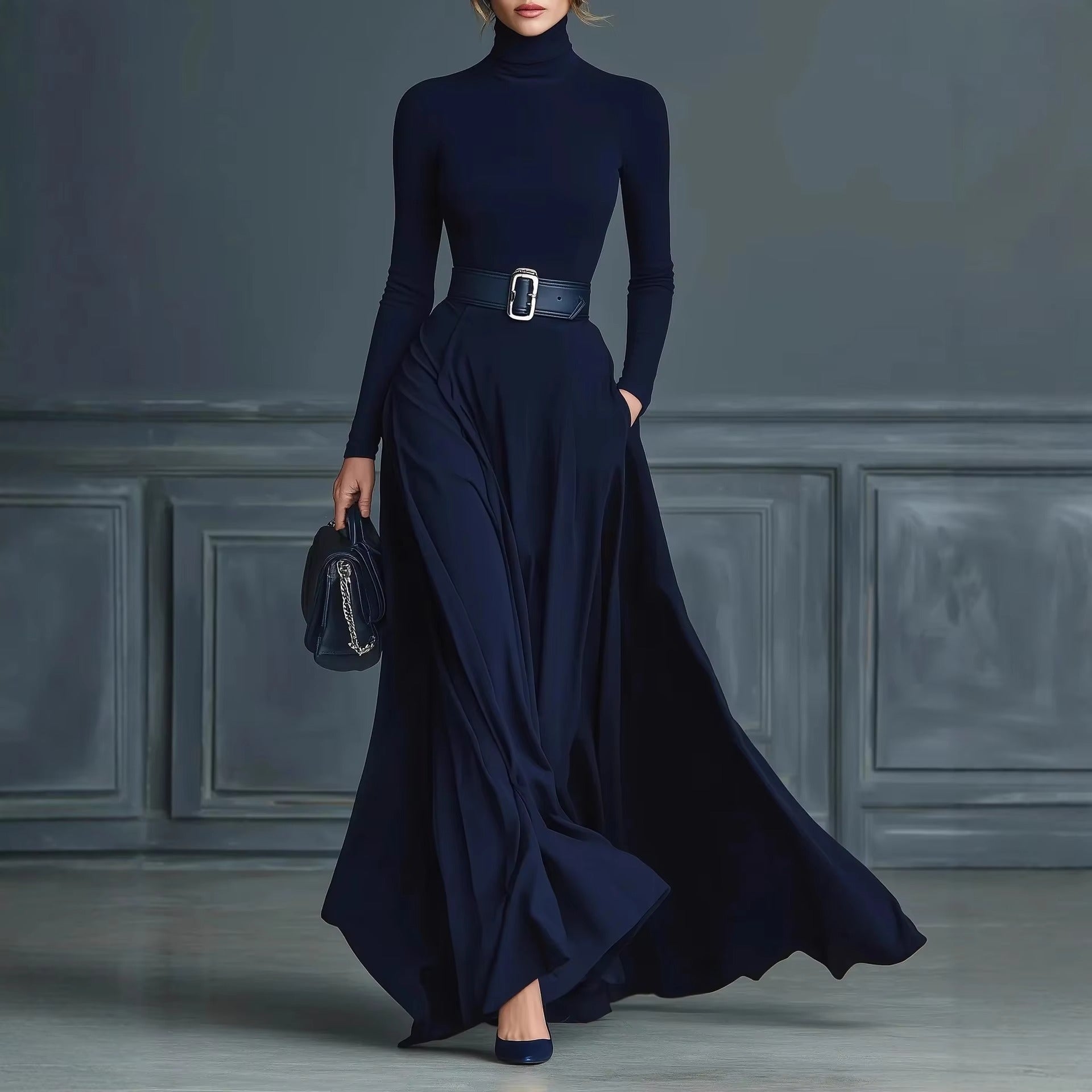 Adriana | Elegant Turtleneck Maxi Dress