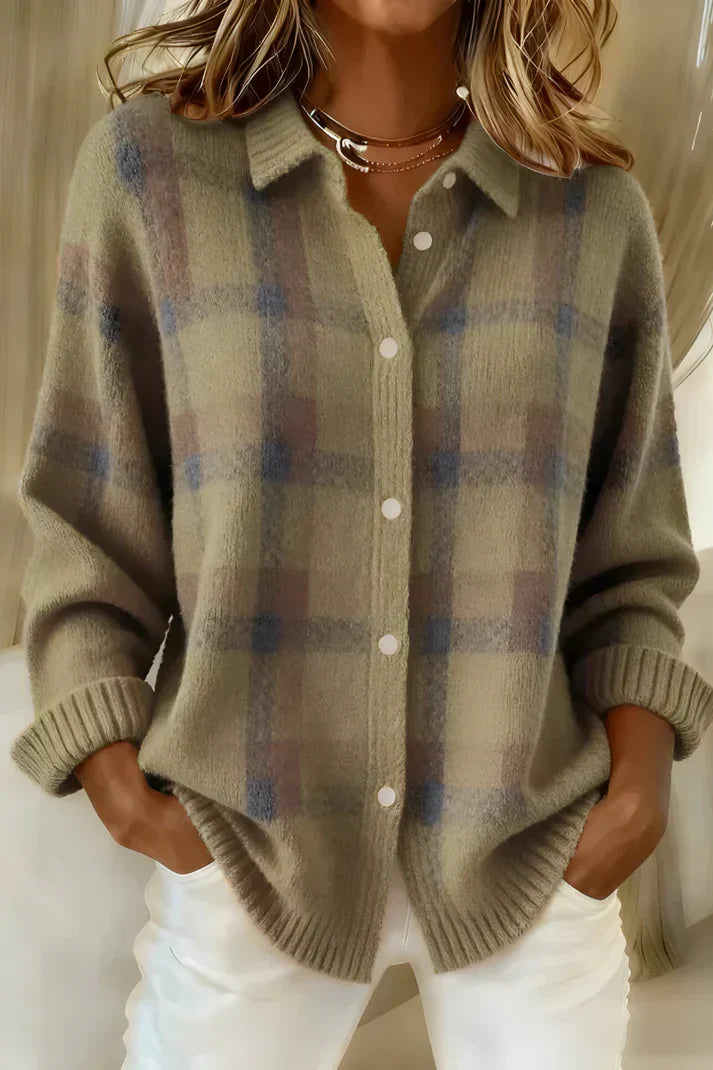 Denise | Plaid Knitted Cardigan