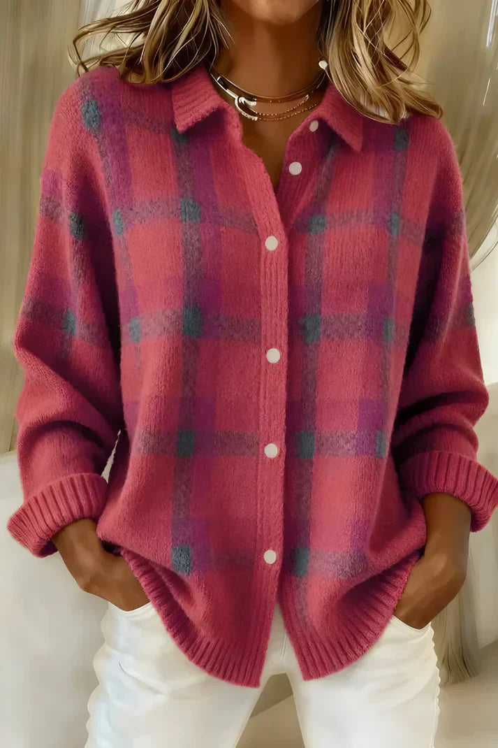 Denise | Plaid Knitted Cardigan